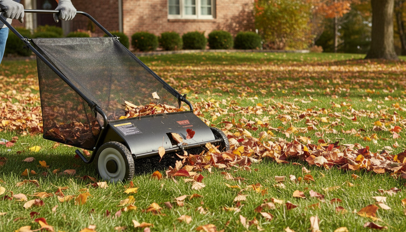 26-Inch Push Lawn Sweeper: Faster Leaf & Grass Pickup