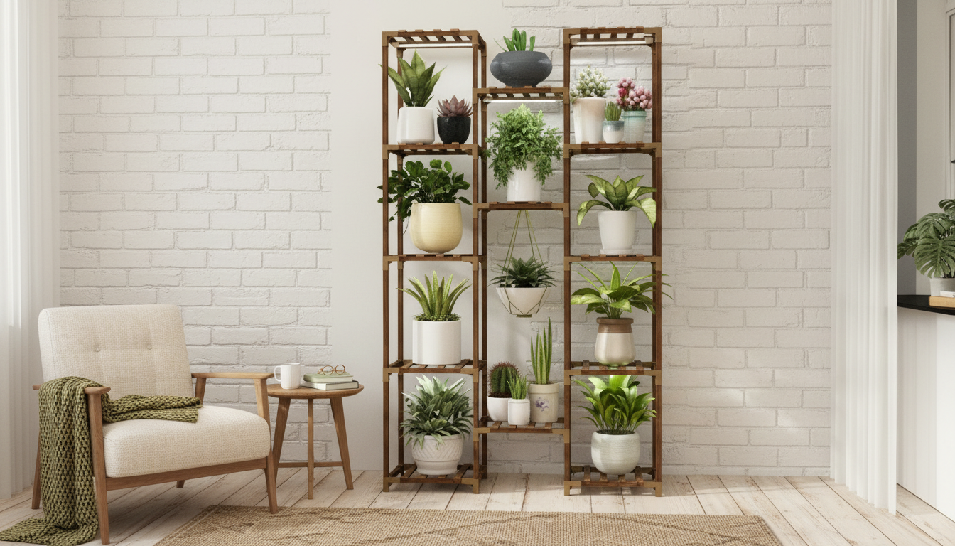 63-Inch 13-Tier Plant Stand with Grow Light (Boho)