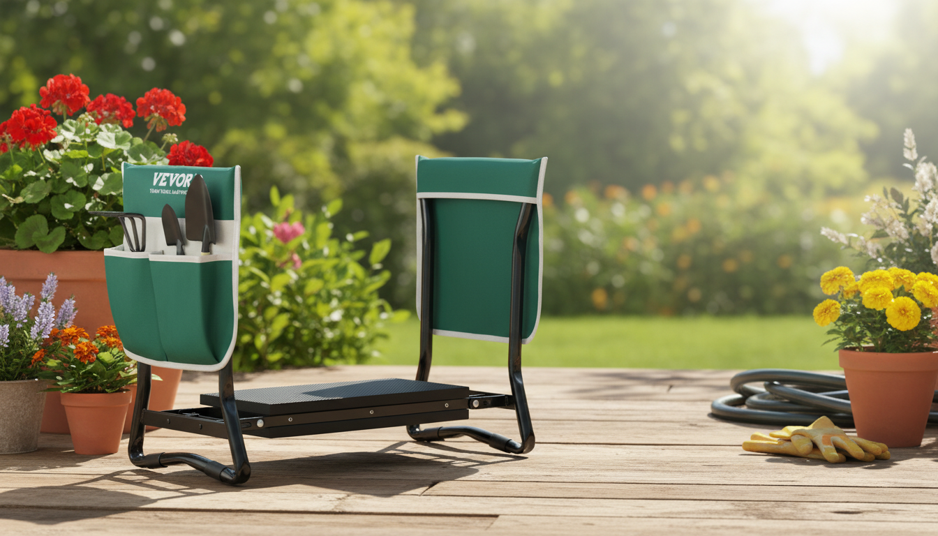 Comfortable Foldable Garden Kneeler Seat (8" EVA, Pouches)